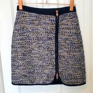 J.Crew Blue, Black, Rose Gold Tweed Mini Skirt 0